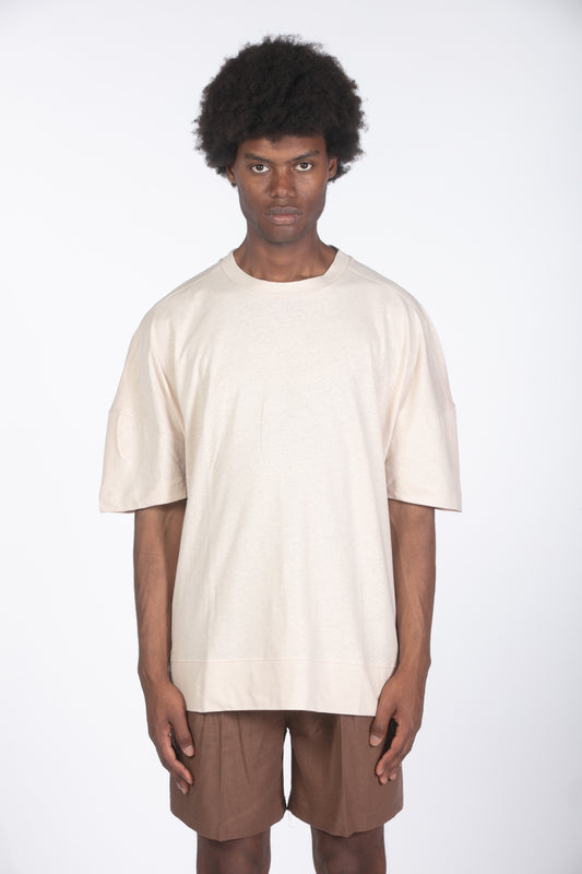 T-shirt lino relaxed fit crema