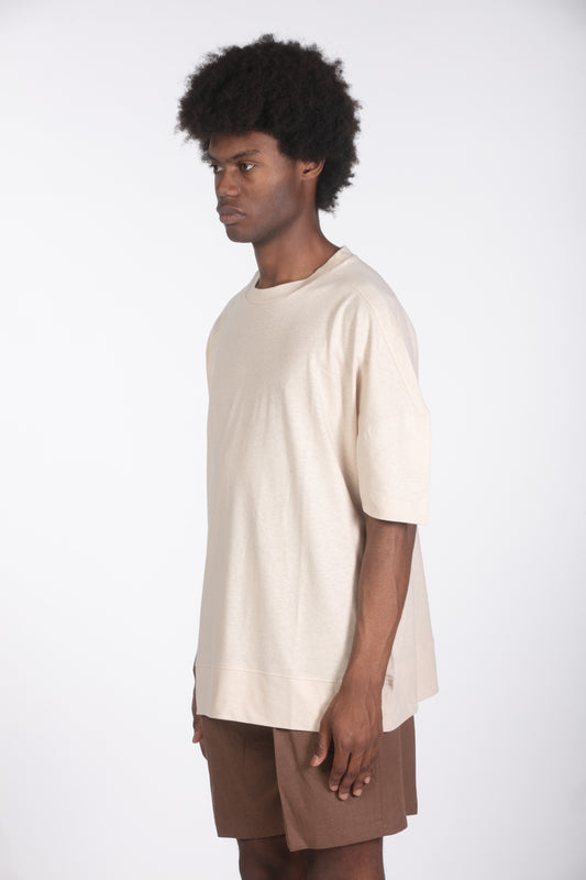 T-shirt lino relaxed fit crema