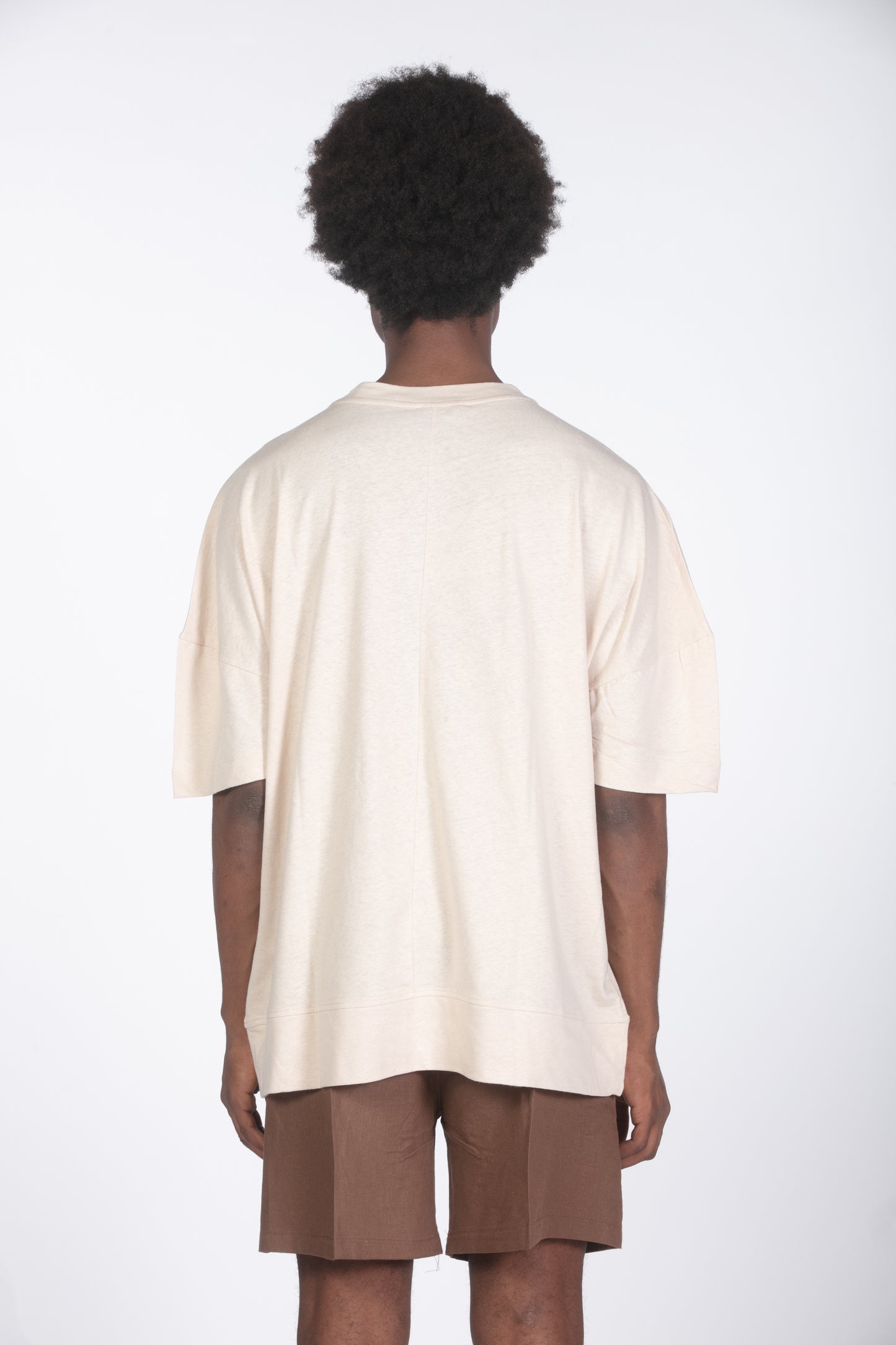 T-shirt lino relaxed fit crema