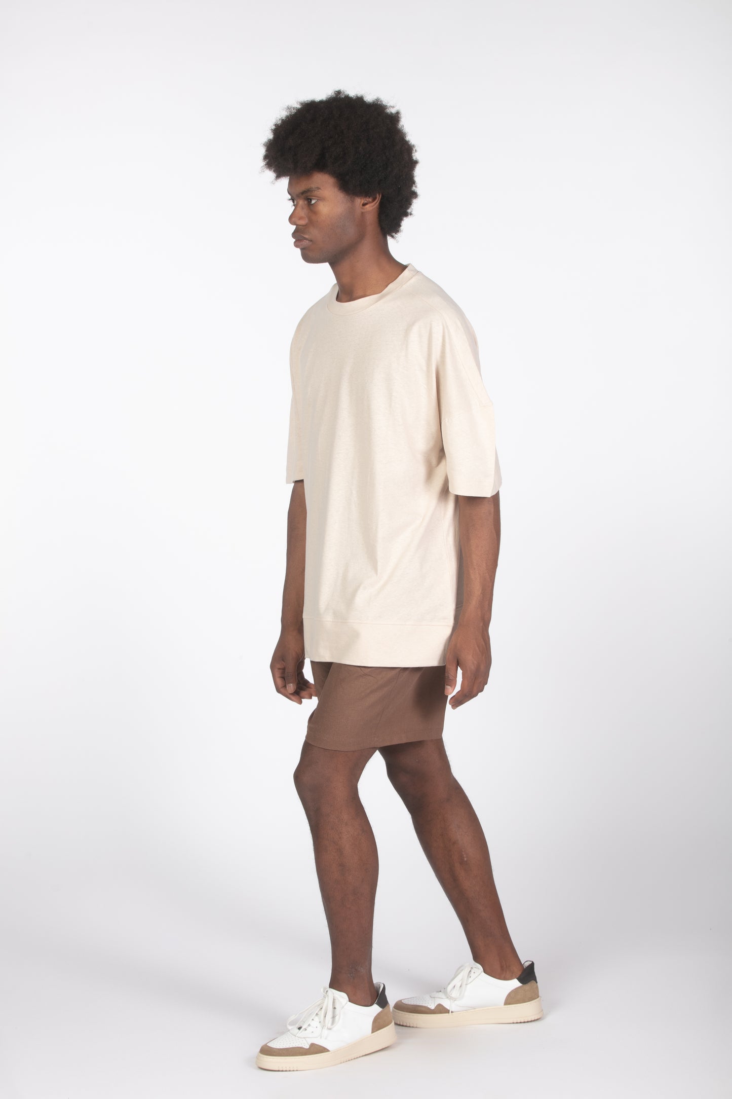 T-shirt lino relaxed fit crema