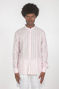 Camicia colletto a fascetta righe rosa