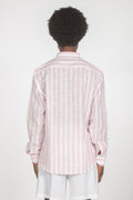 Camicia colletto a fascetta righe rosa