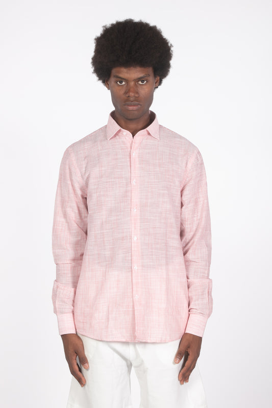 Camicia lino microrighe rosso