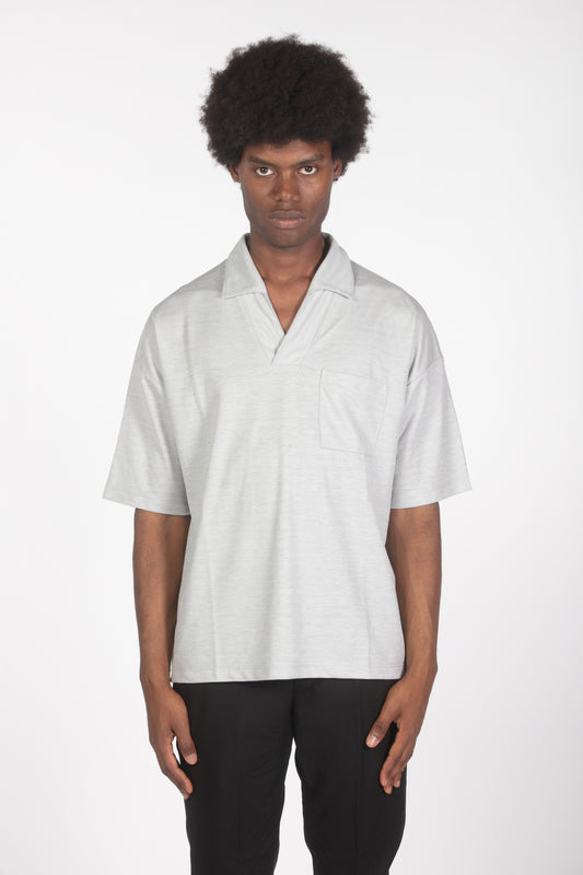 Polo con taschino grigio