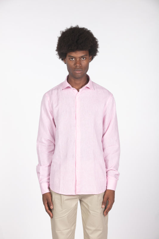 Camicia lino rosa